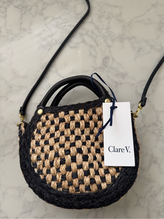 Clare V Handbags - NWT Clare V Lil Bebe Black & Natural Woven Crossbody Bag
